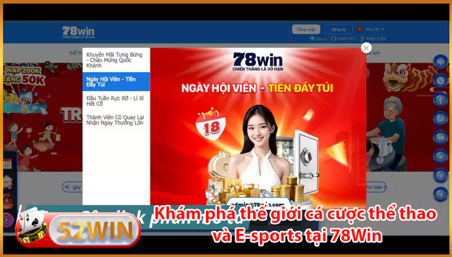 Kham pha the gioi ca cuoc the thao va E sports tai 78Win 2